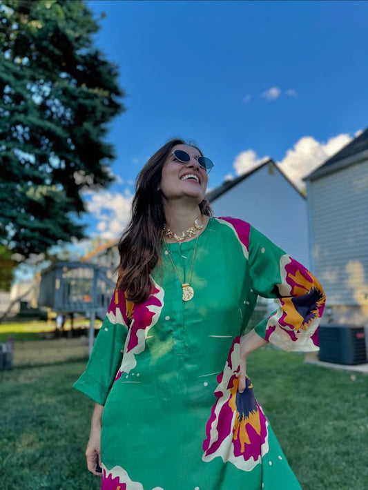 Printed Floral Kaftan Kurta Set