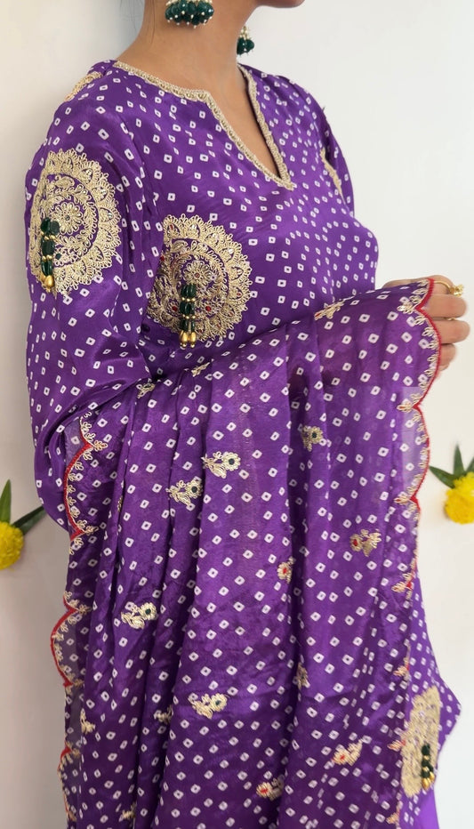 Purple farshi silk set