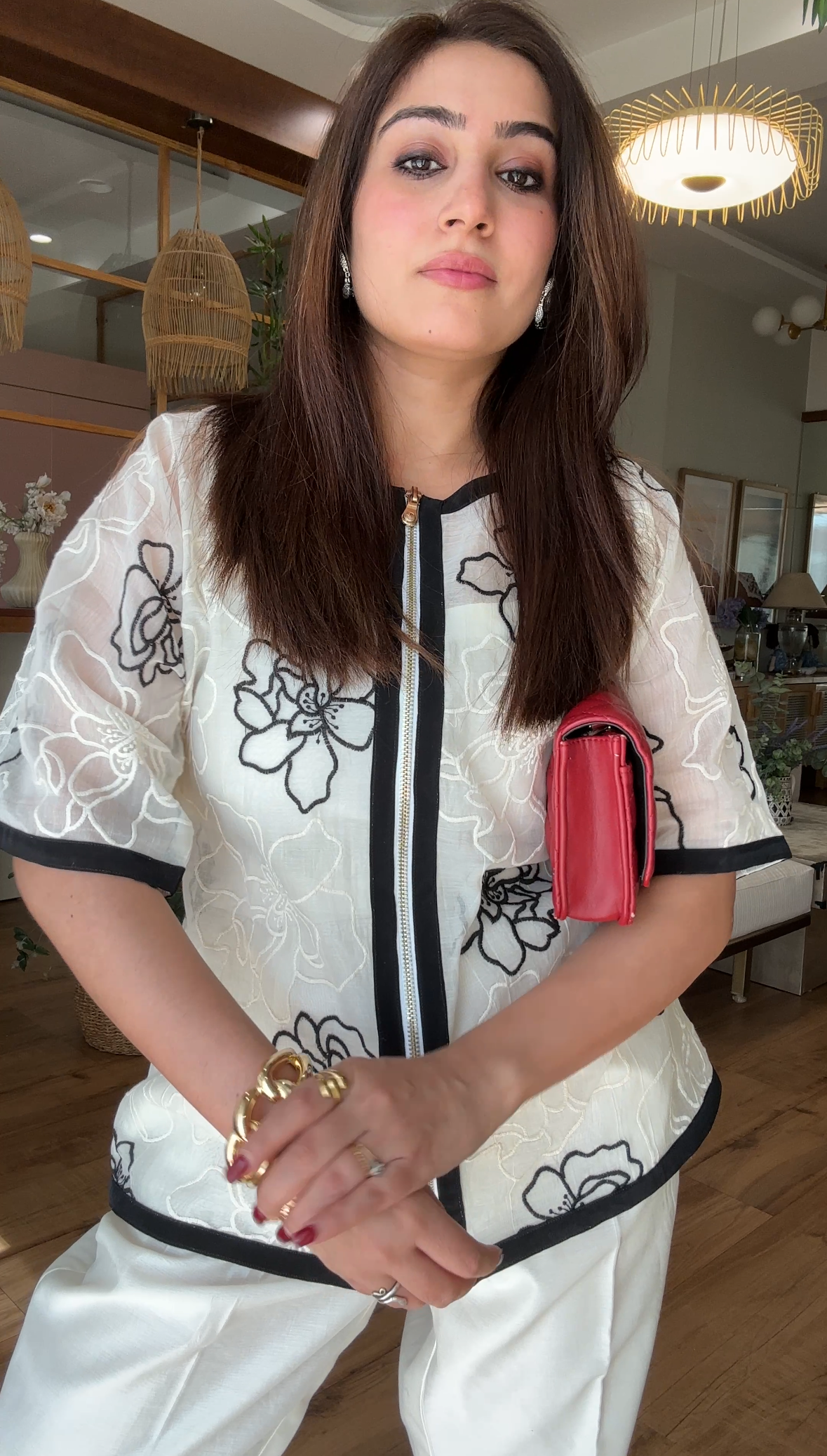 Floral Threadwork 3 Piece Chanderi Set