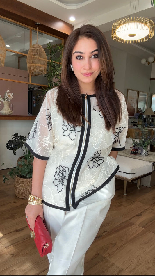 Floral Threadwork 3 Piece Chanderi Set