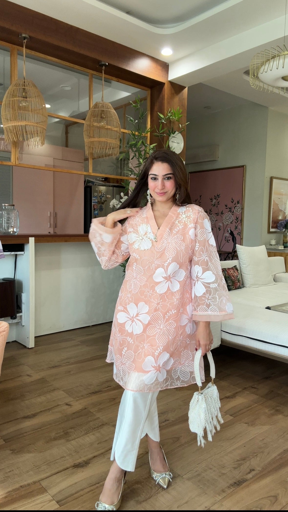 Pearl Organza Kurta Set