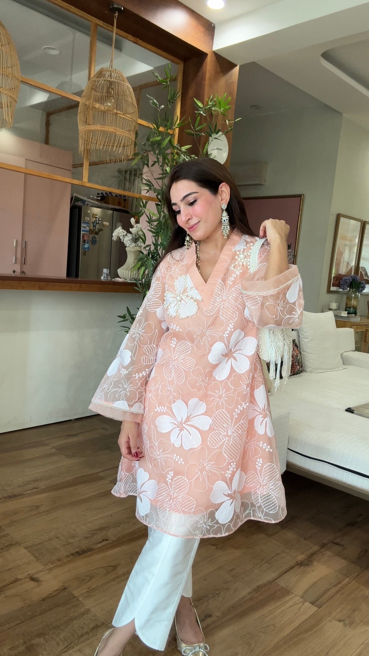 Pearl Organza Kurta Set