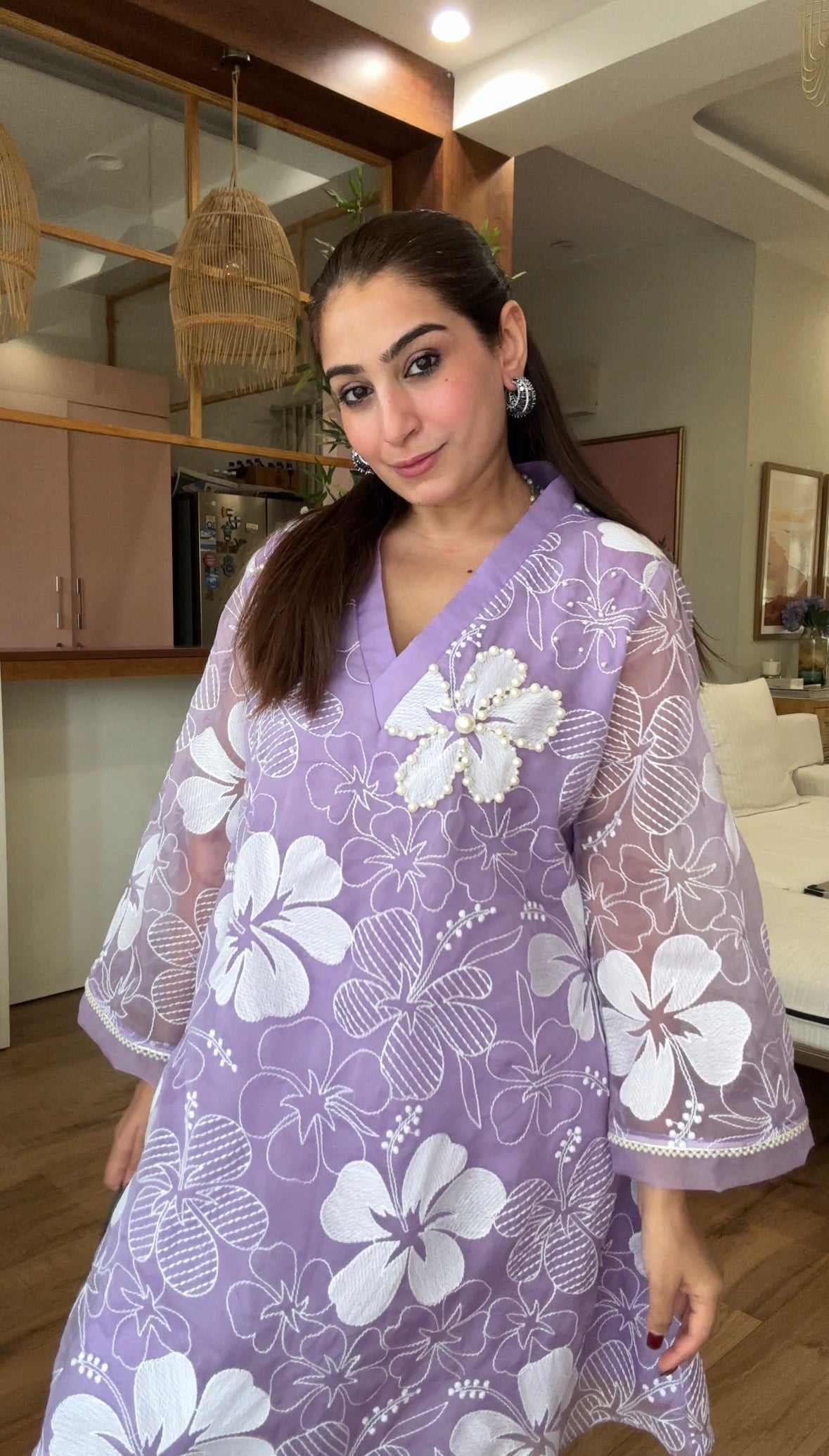 Pearl Organza Kurta Set