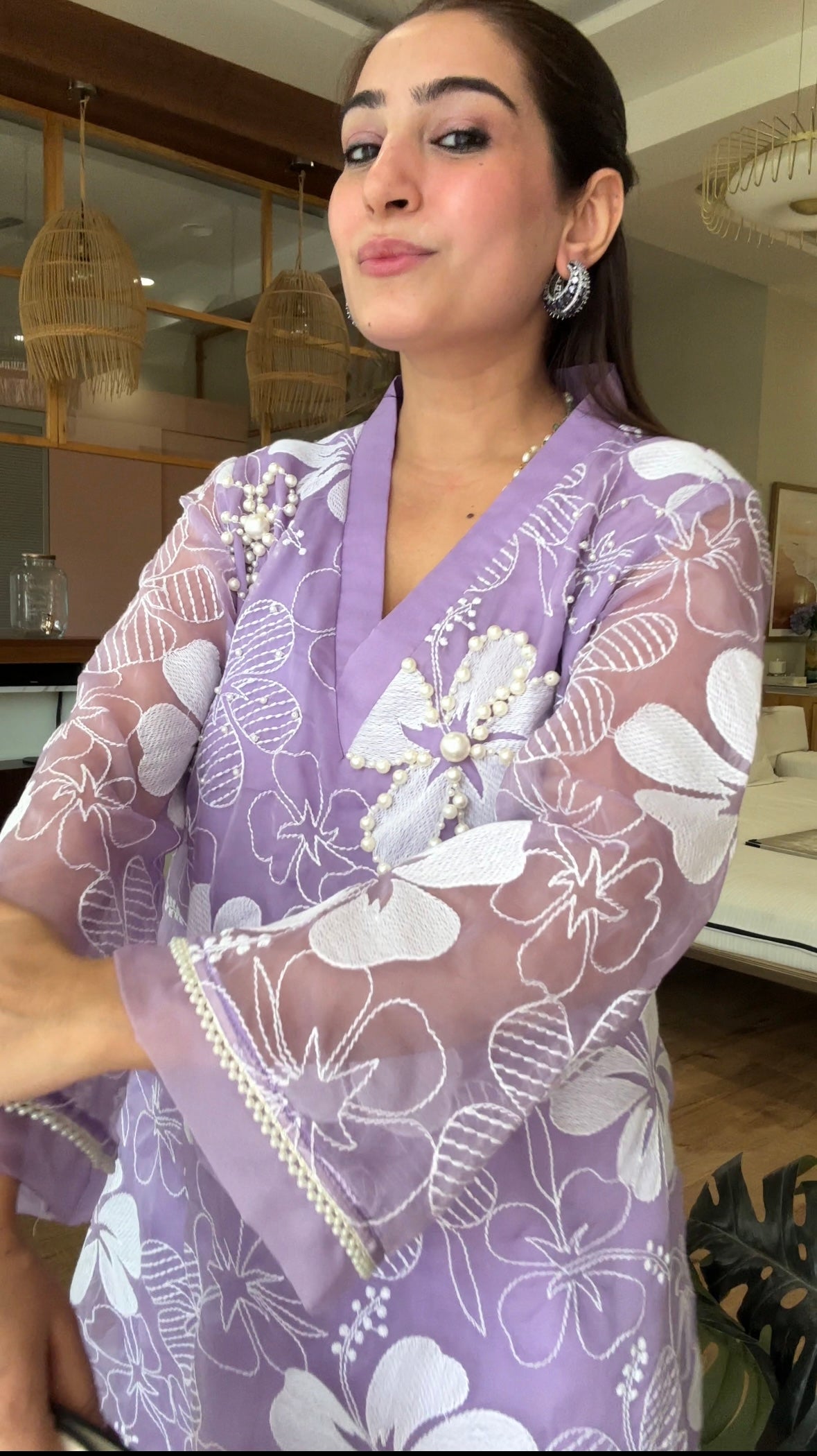 Pearl Organza Kurta Set