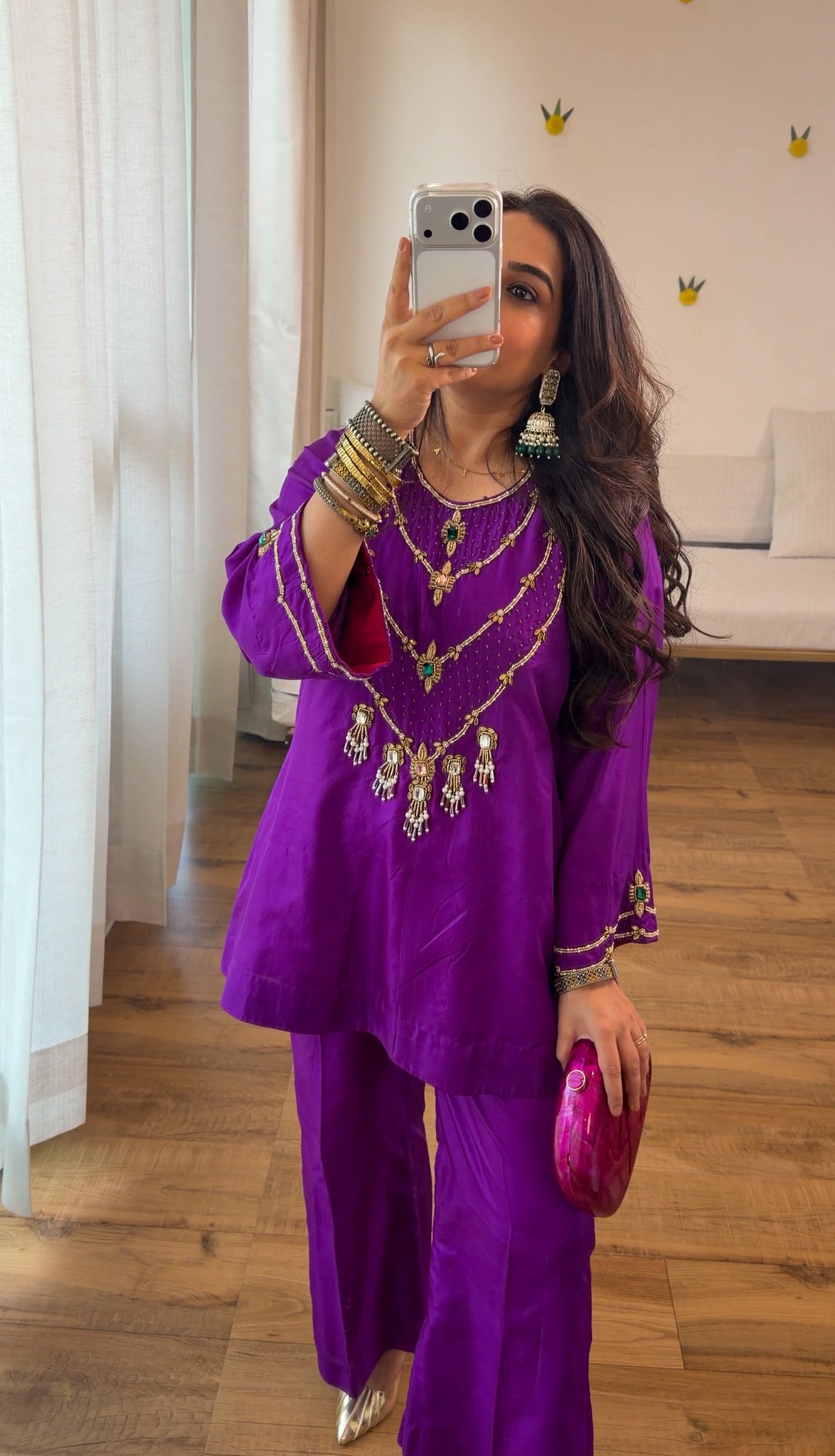 Jewel-Toned Festive Silk Set in Purple