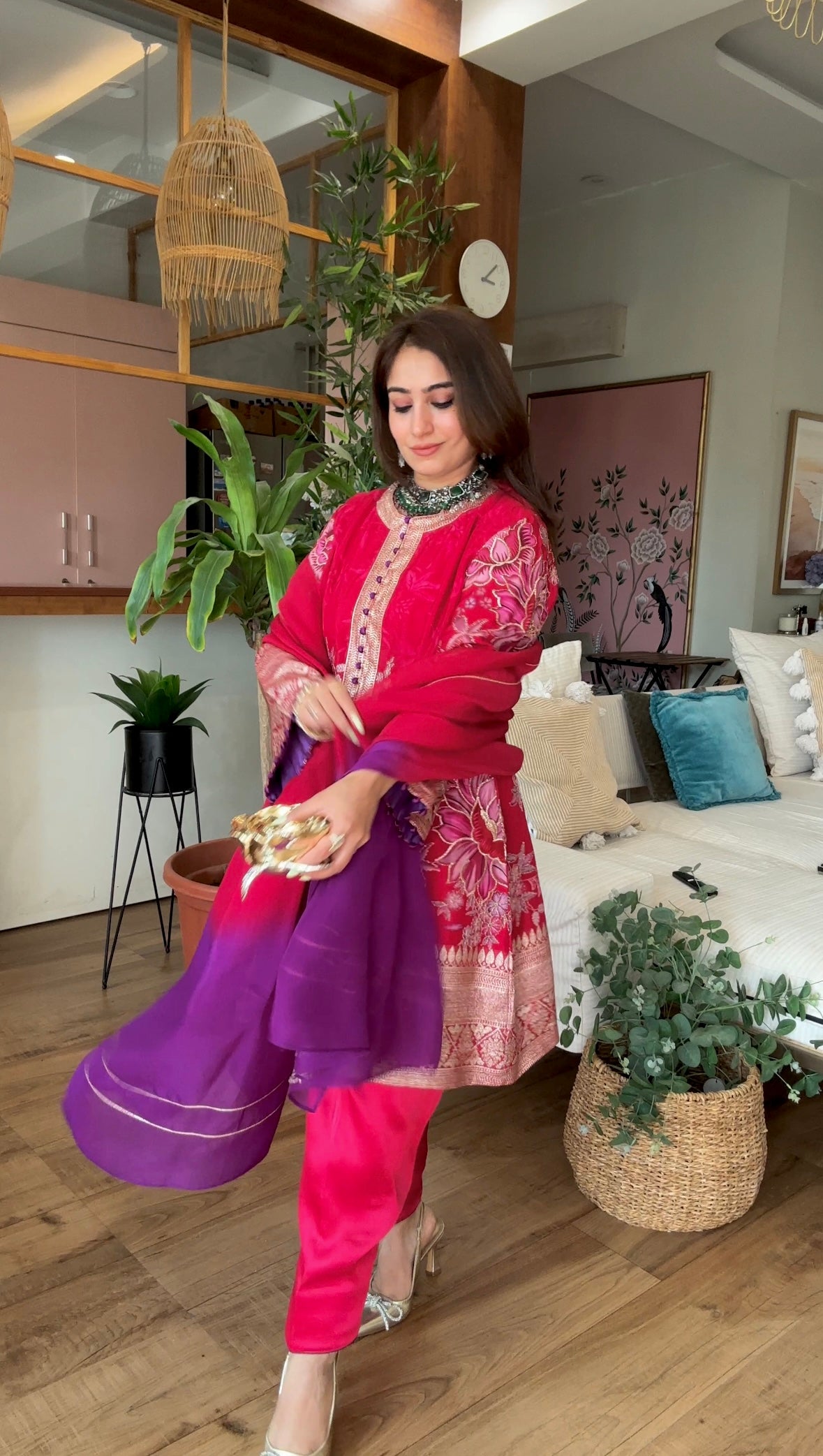 Pure Crepe Zari-work Kurta Set