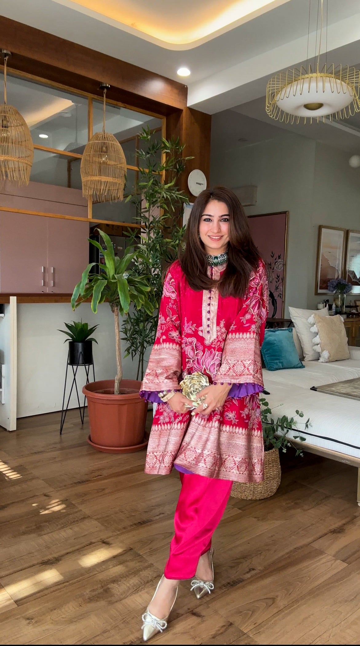 Pure Crepe Zari-work Kurta Set