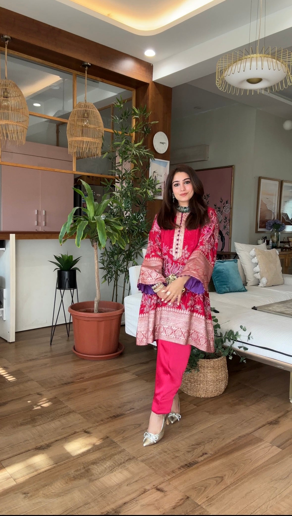 Pure Crepe Zari-work Kurta Set