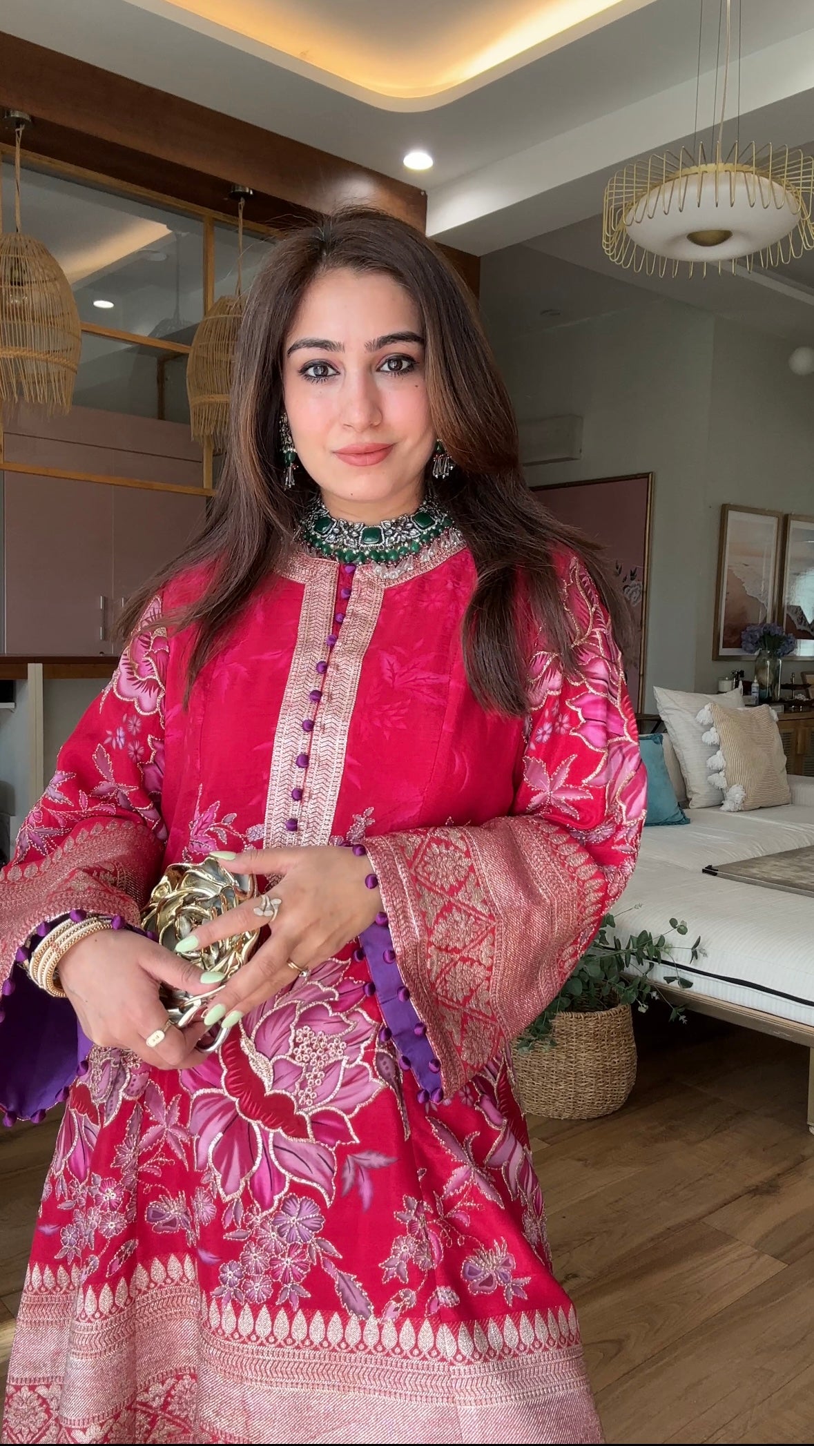 Pure Crepe Zari-work Kurta Set