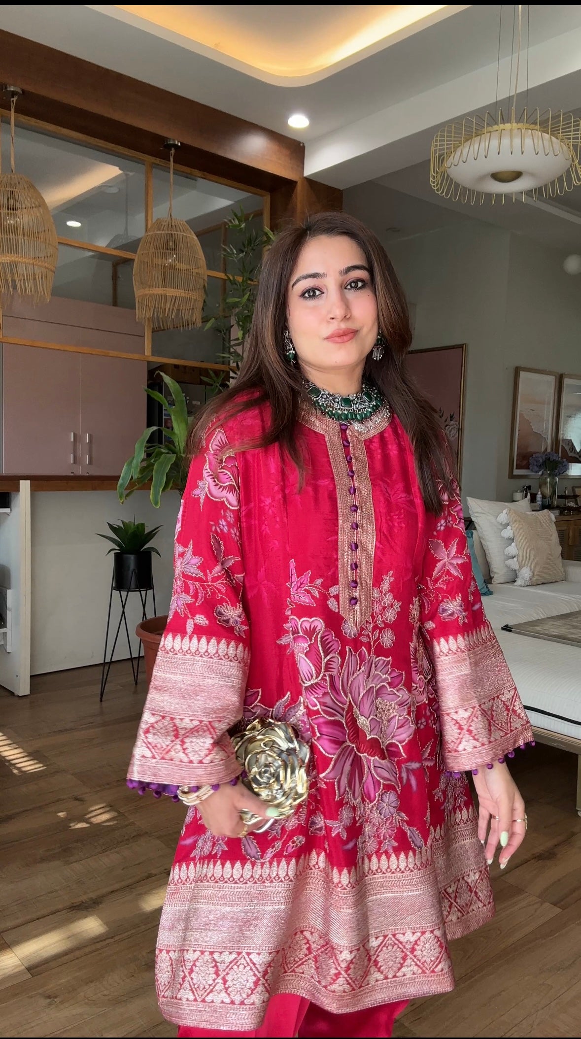 Pure Crepe Zari-work Kurta Set