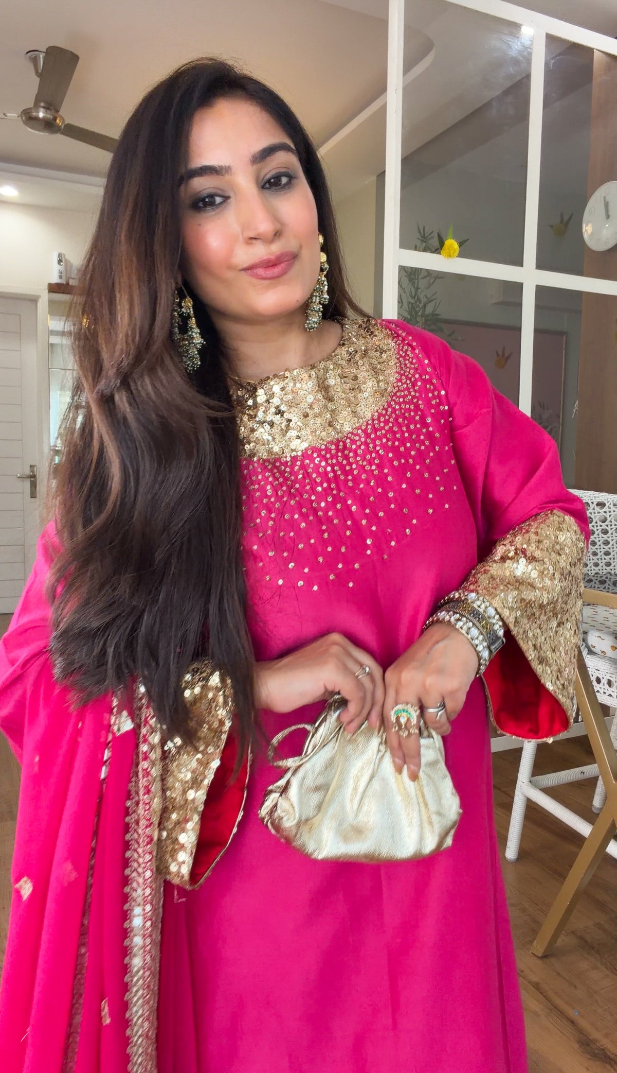 Fuchsia Sequin Kurta Set