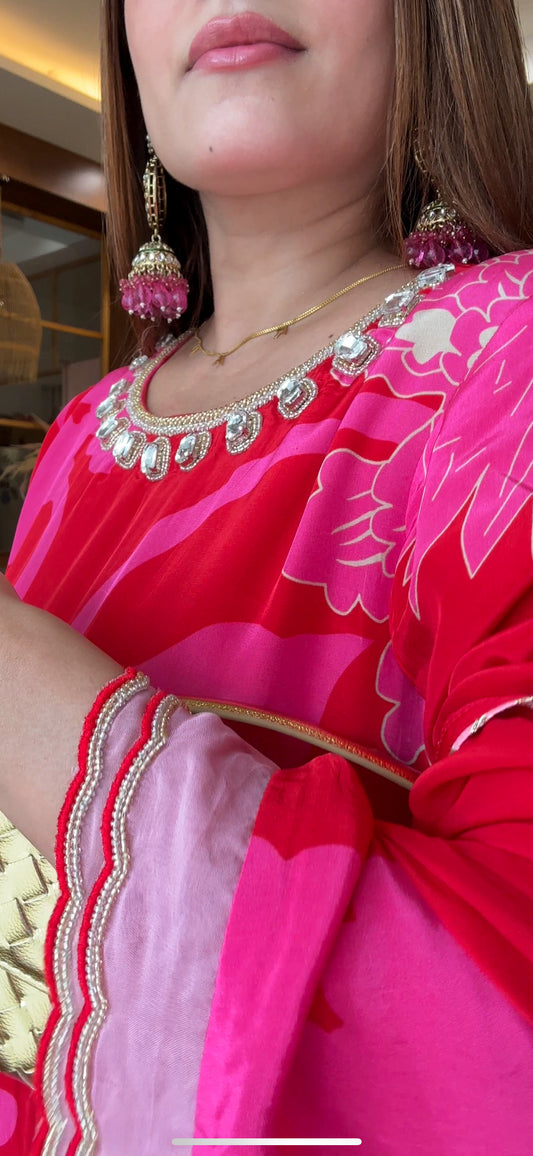 Printed Crepe Kurta Set