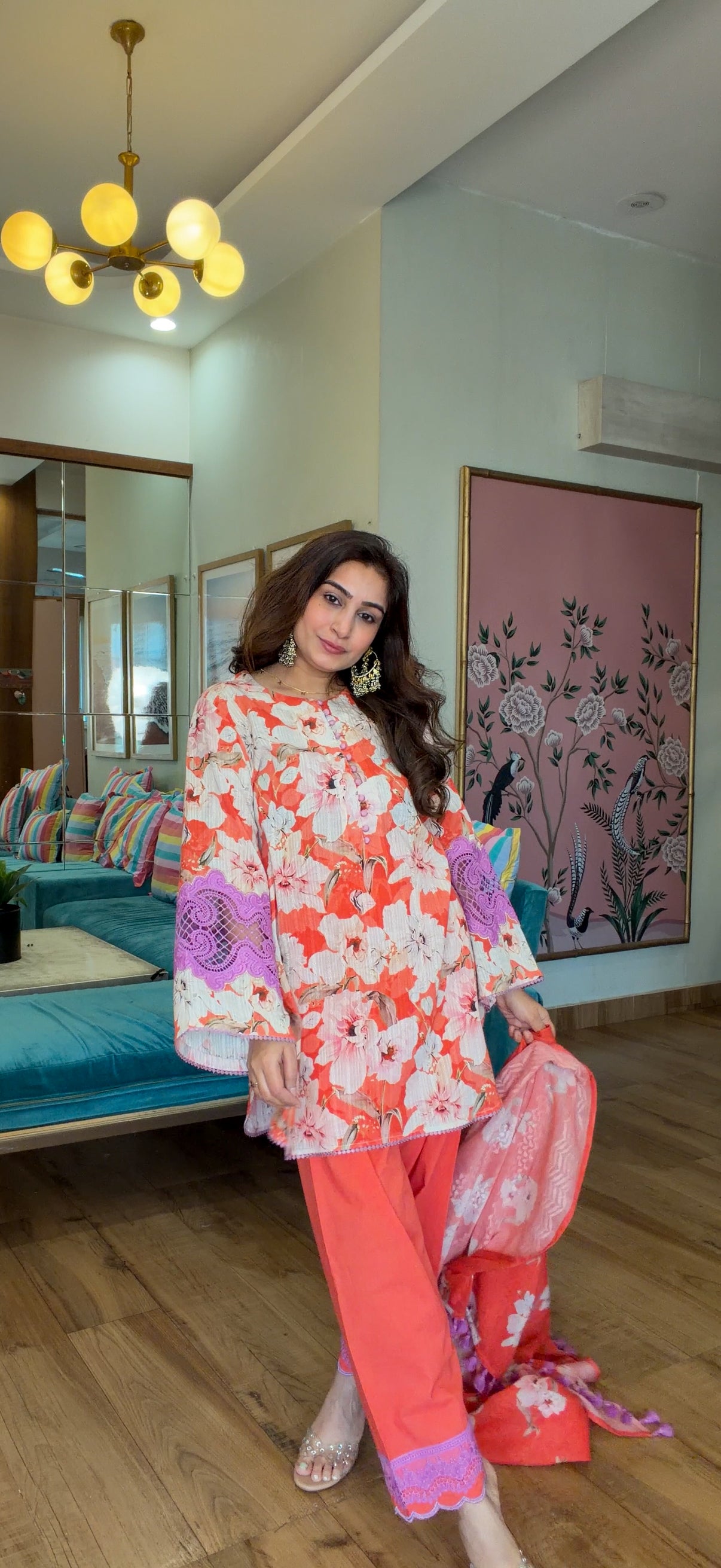 Valley of Flowers – Coral Bloom Suit Set