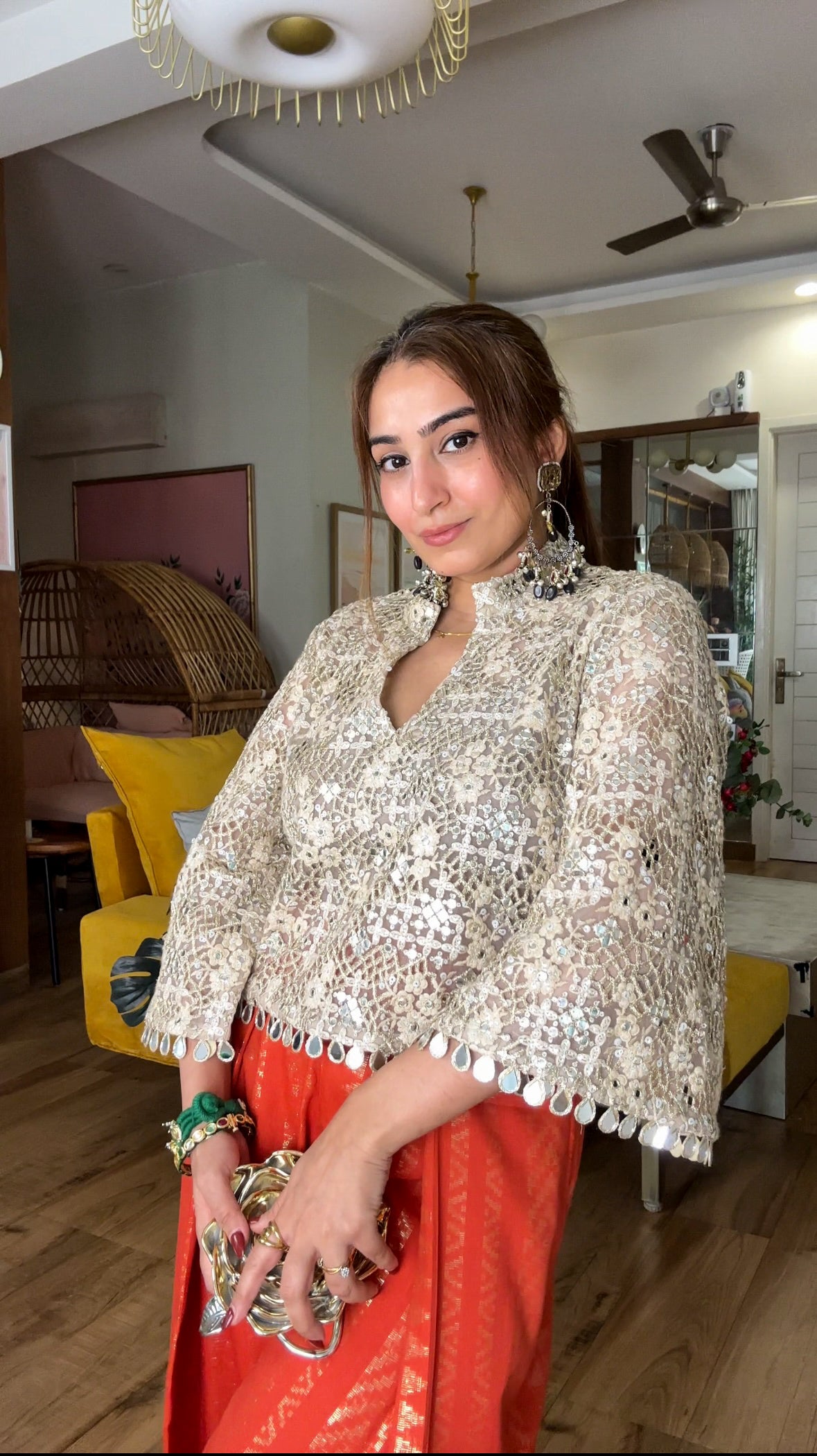 Zari cutwork set