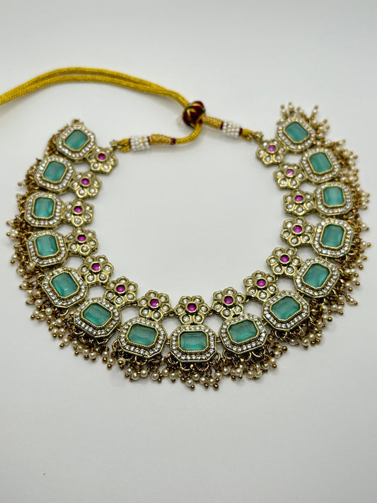 Mint Blush Polki Choker Set