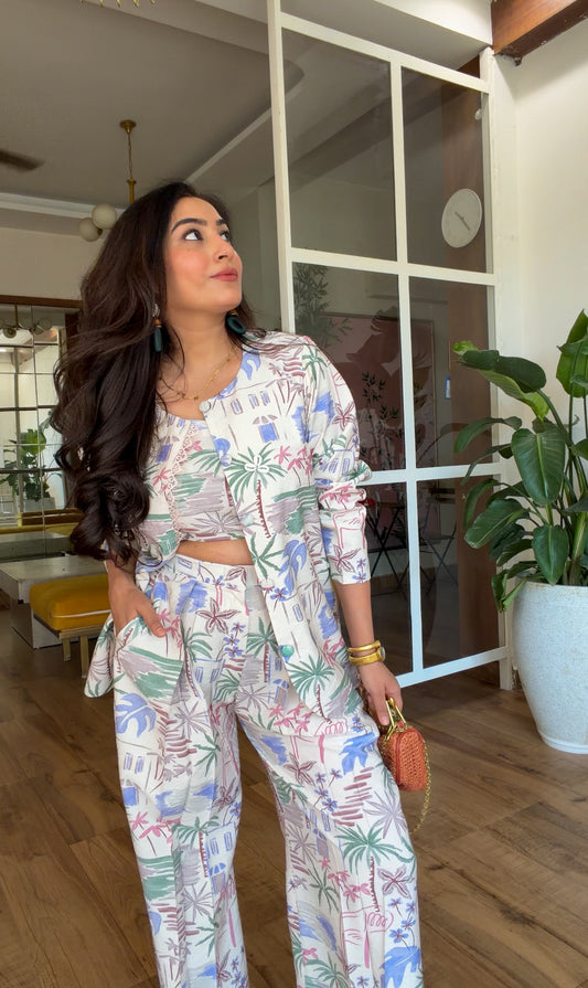 Riviera Print Three-Piece Co-ord Set