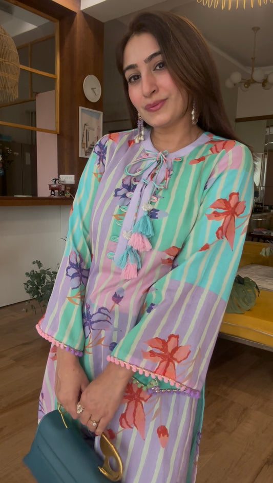 Floral Stripe Printed Co-ord Set