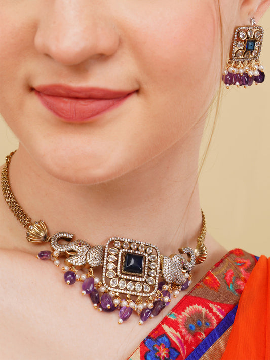 Royal Amethyst Elephant Necklace Set