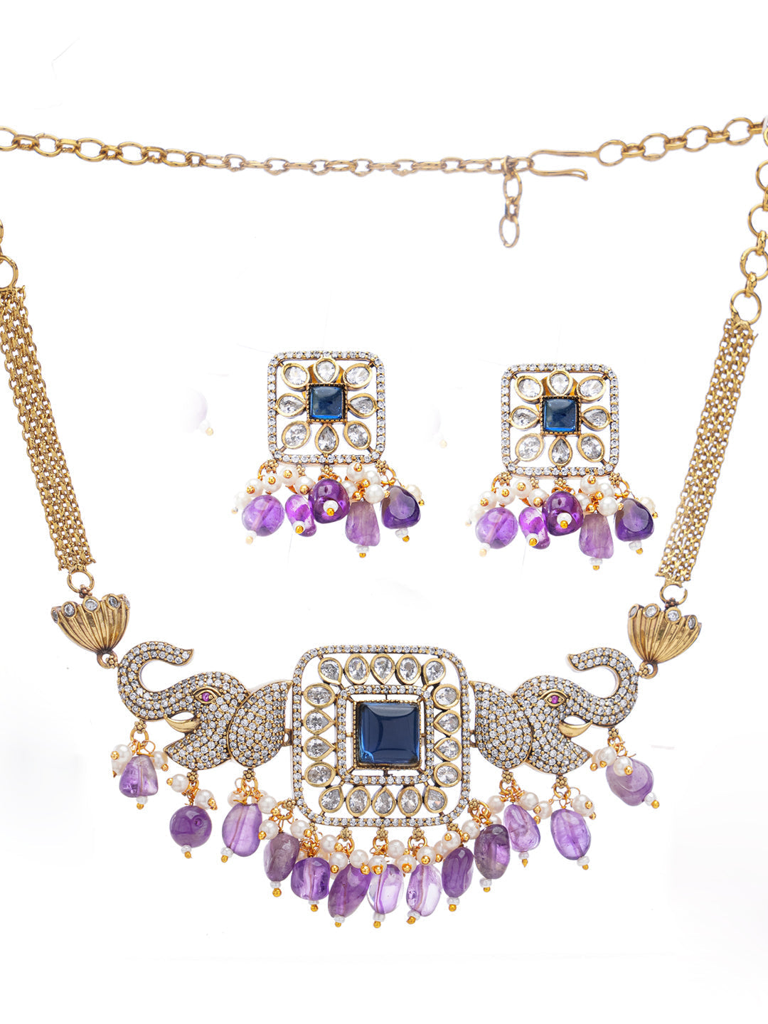 Royal Amethyst Elephant Necklace Set