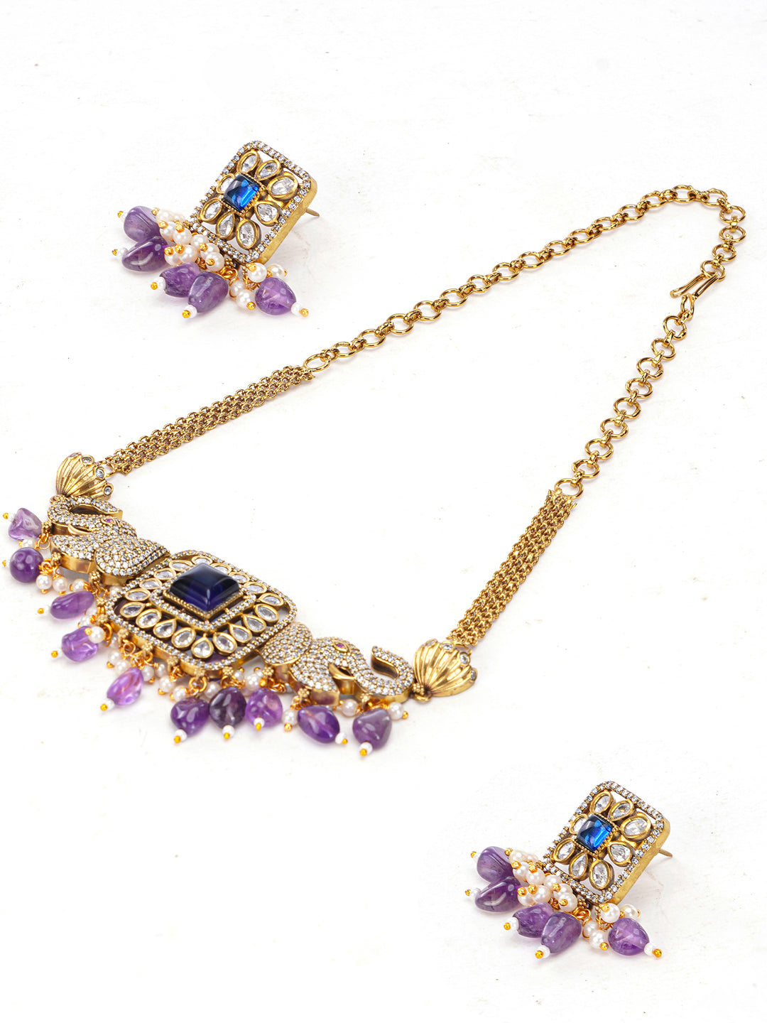 Royal Amethyst Elephant Necklace Set