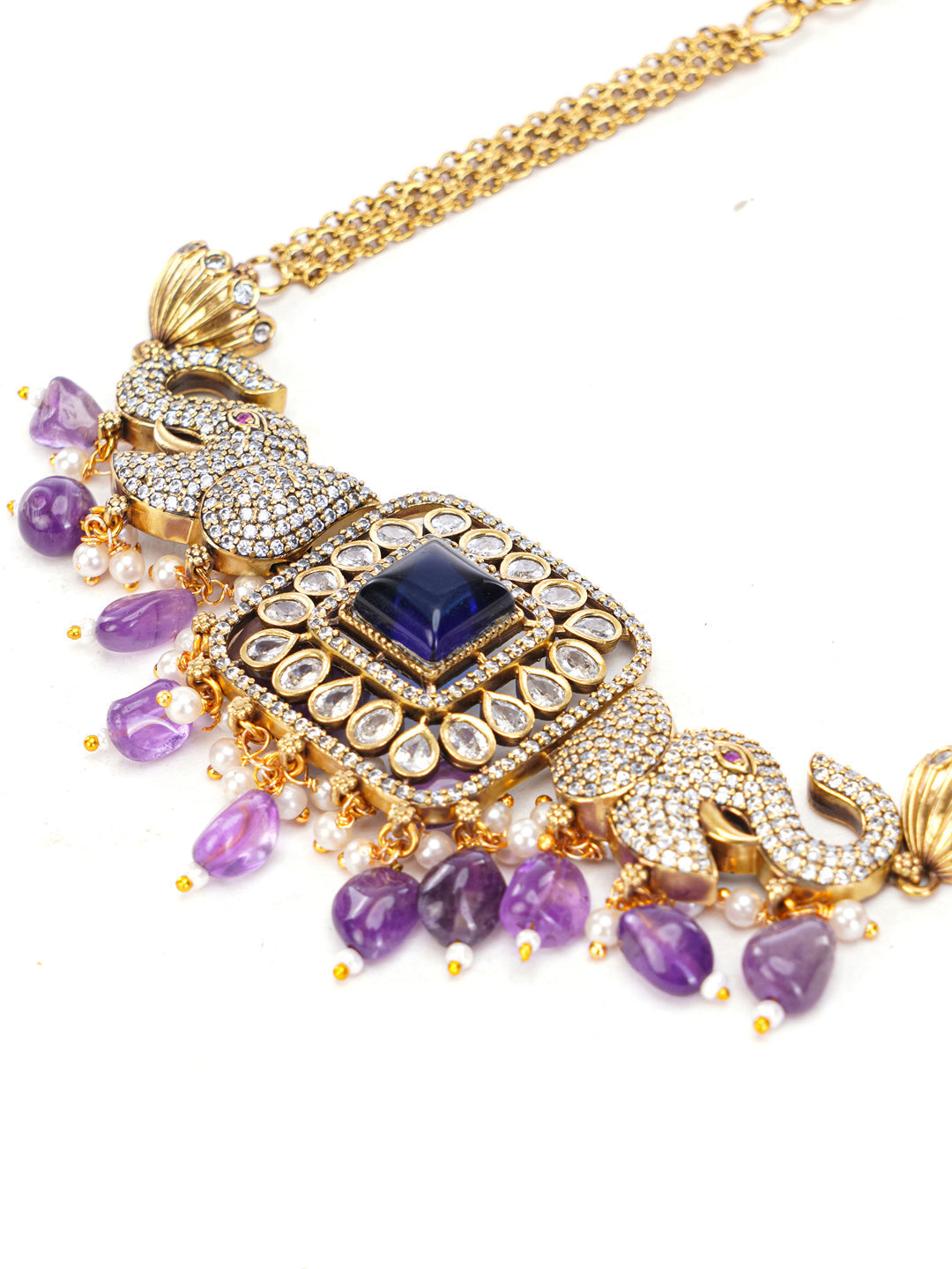 Royal Amethyst Elephant Necklace Set