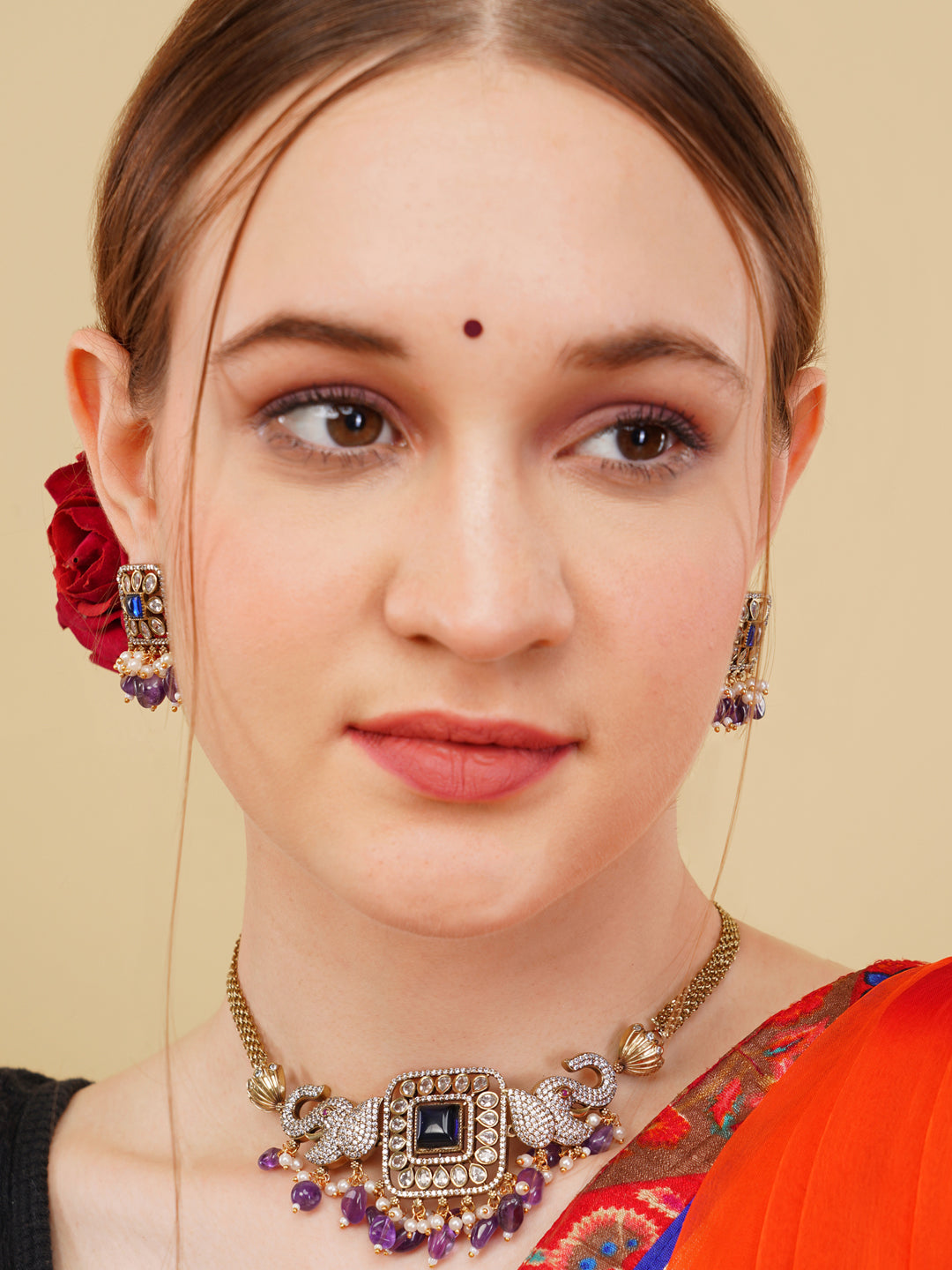 Royal Amethyst Elephant Necklace Set