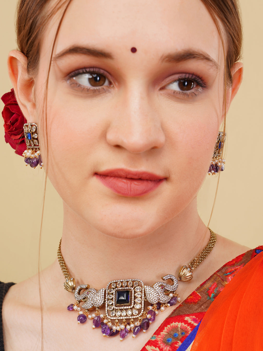 Royal Amethyst Elephant Necklace Set