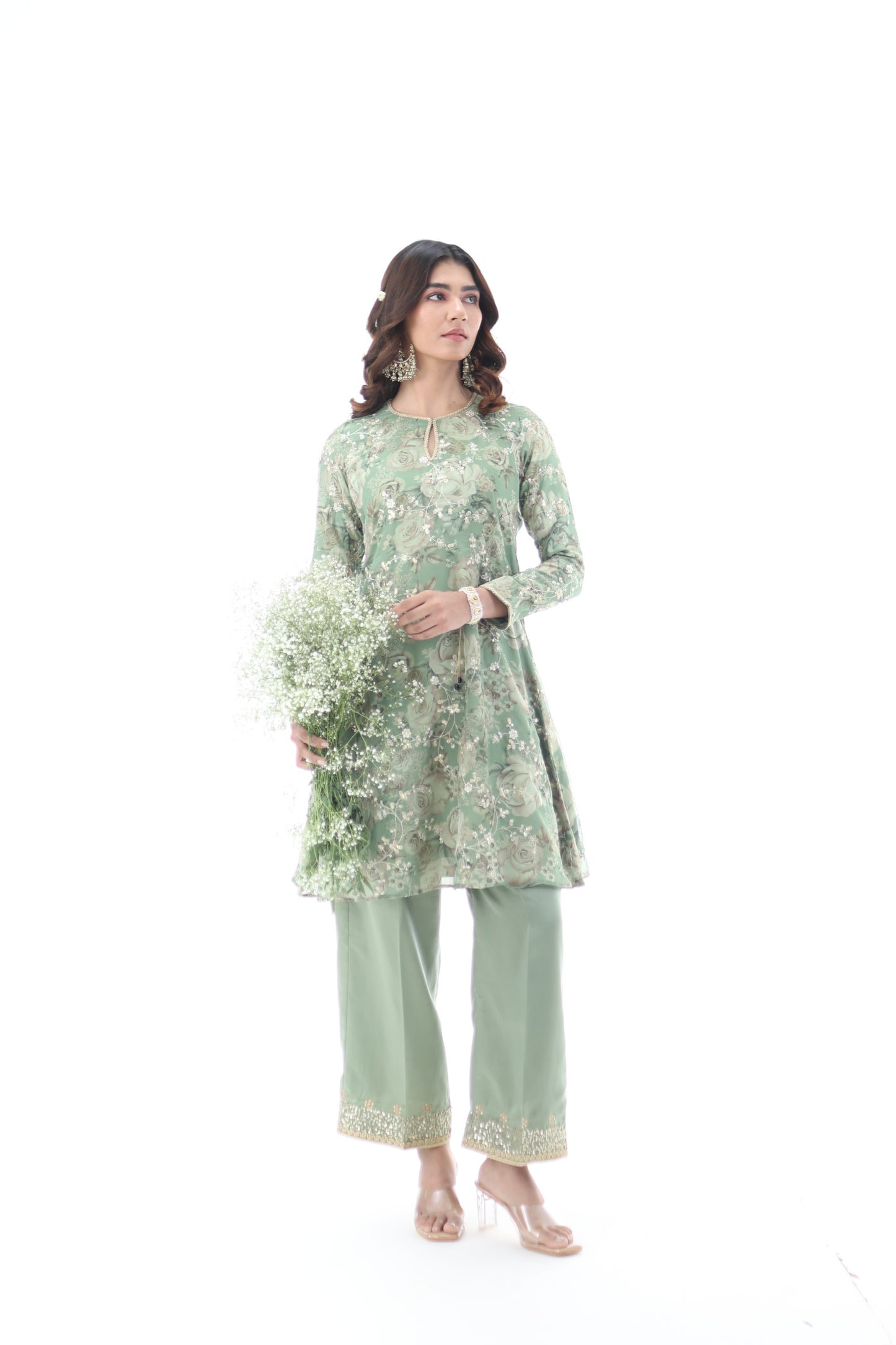 Look 05 | Sage Green Floral Embroidered Kurta Set