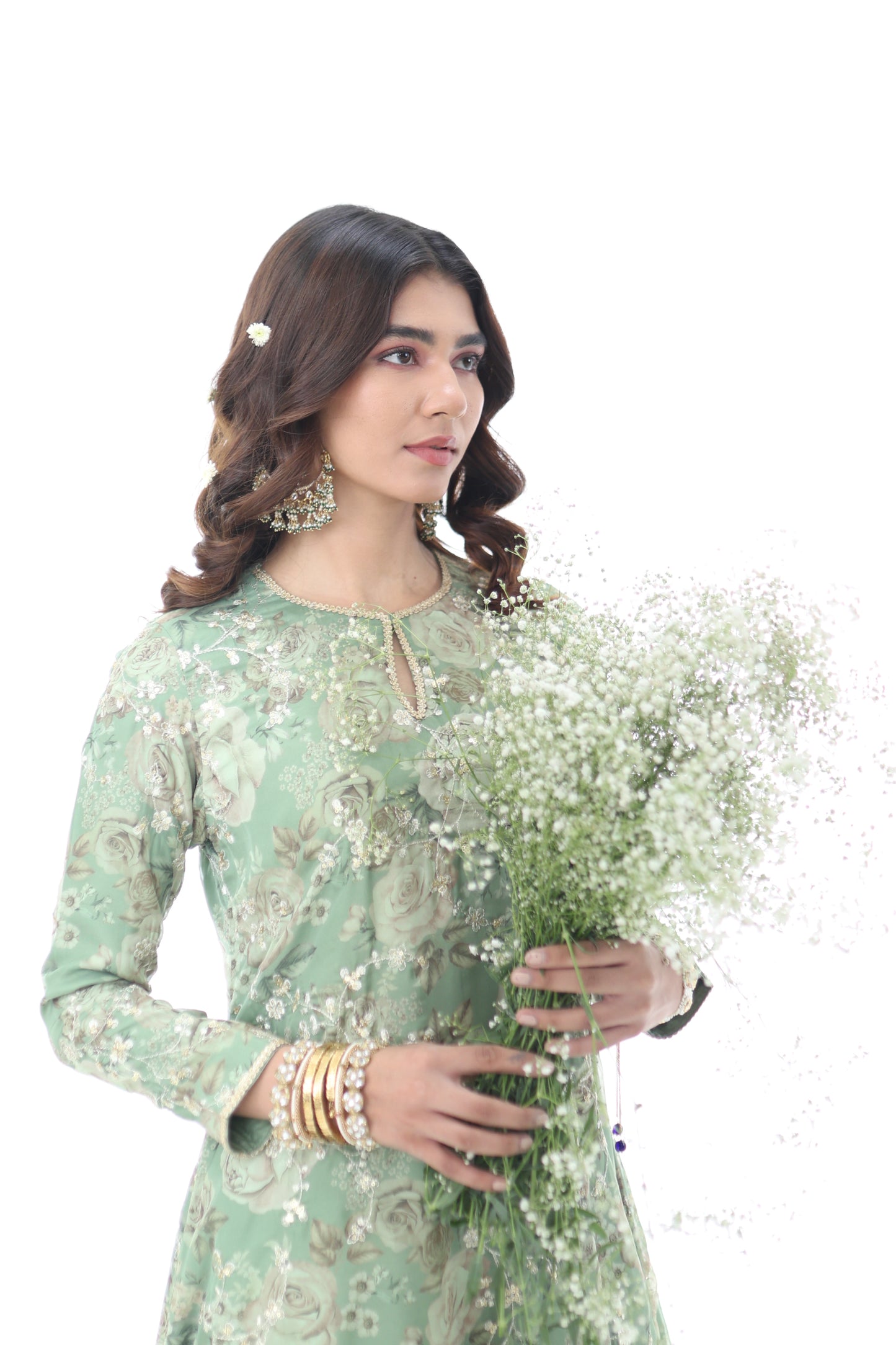 Look 05 | Sage Green Floral Embroidered Kurta Set