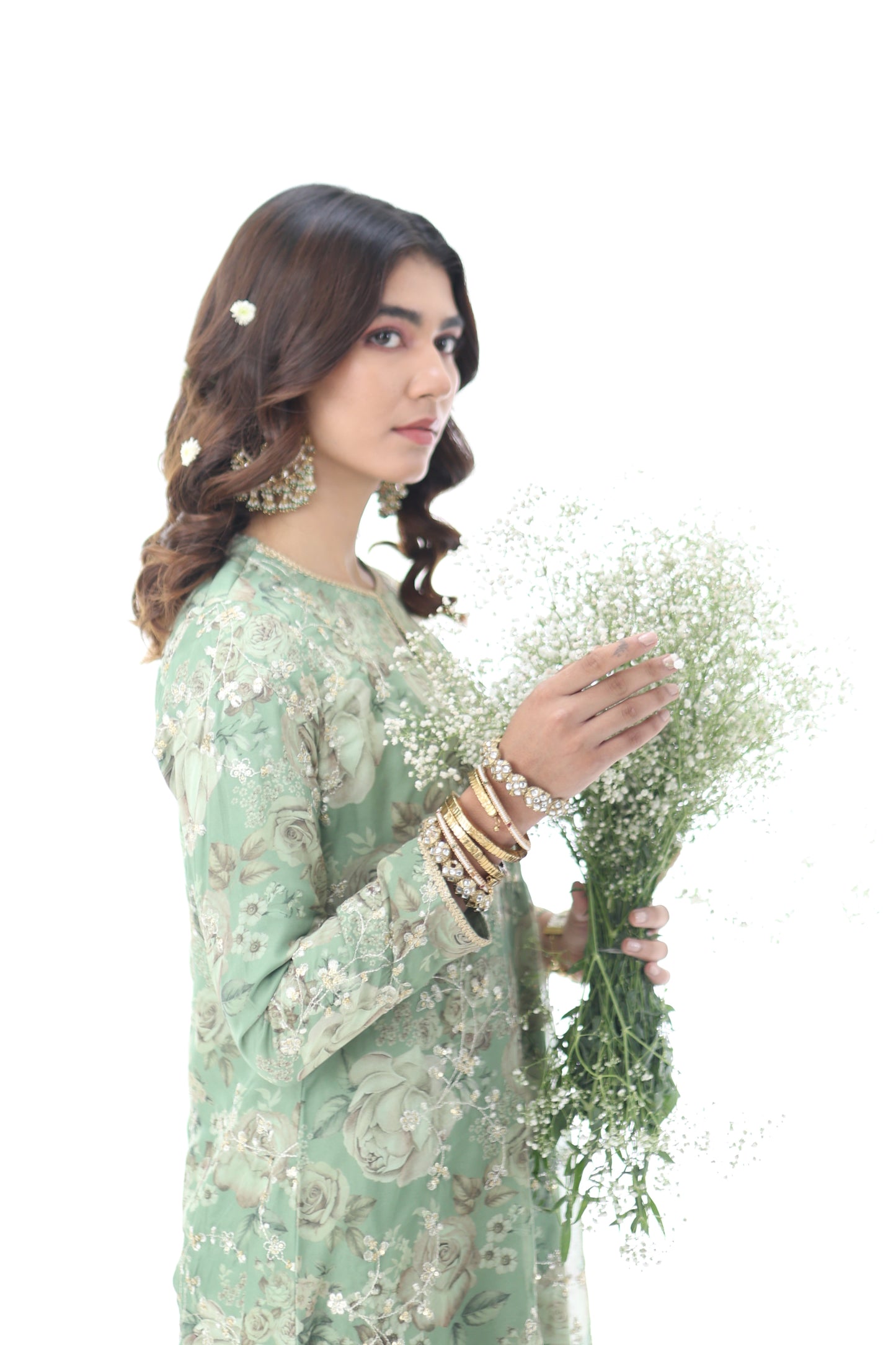 Look 05 | Sage Green Floral Embroidered Kurta Set