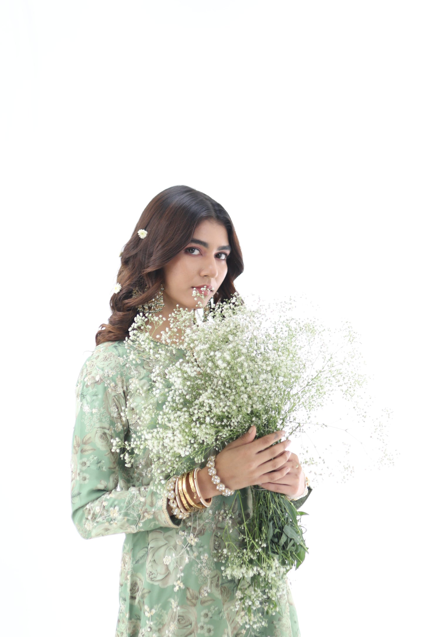 Look 05 | Sage Green Floral Embroidered Kurta Set