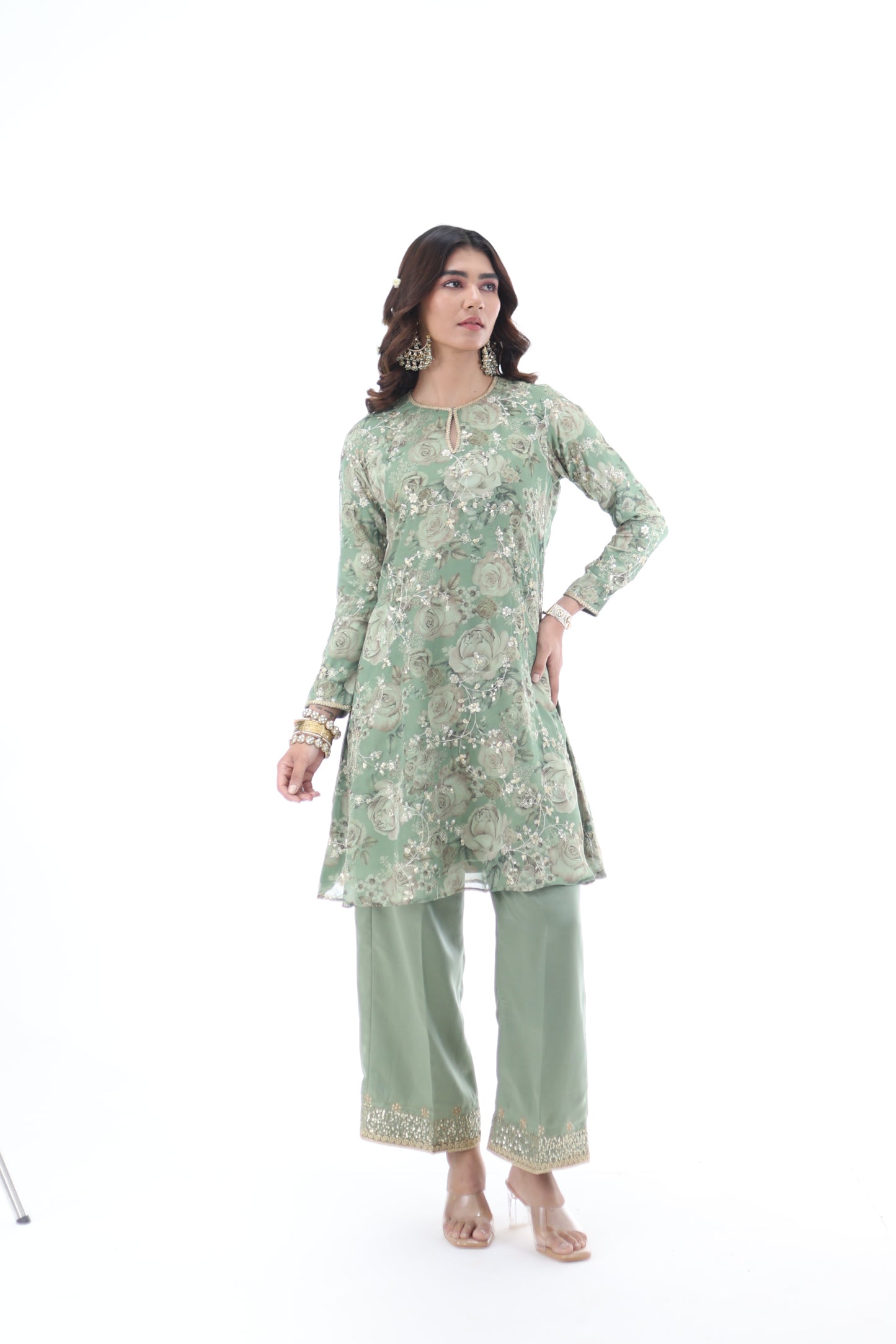 Look 05 | Sage Green Floral Embroidered Kurta Set