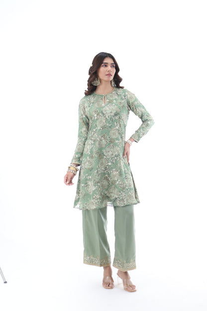 Look 05 | Sage Green Floral Embroidered Kurta Set