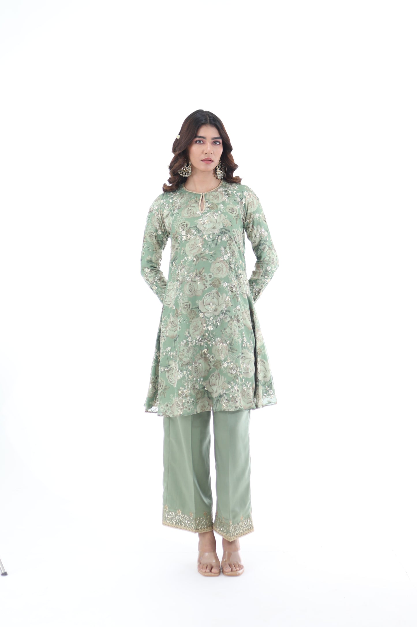 Look 05 | Sage Green Floral Embroidered Kurta Set