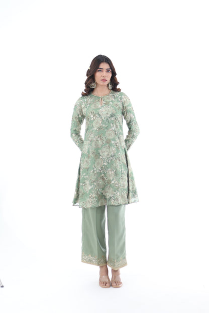 Look 05 | Sage Green Floral Embroidered Kurta Set