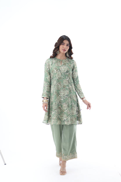 Look 05 | Sage Green Floral Embroidered Kurta Set