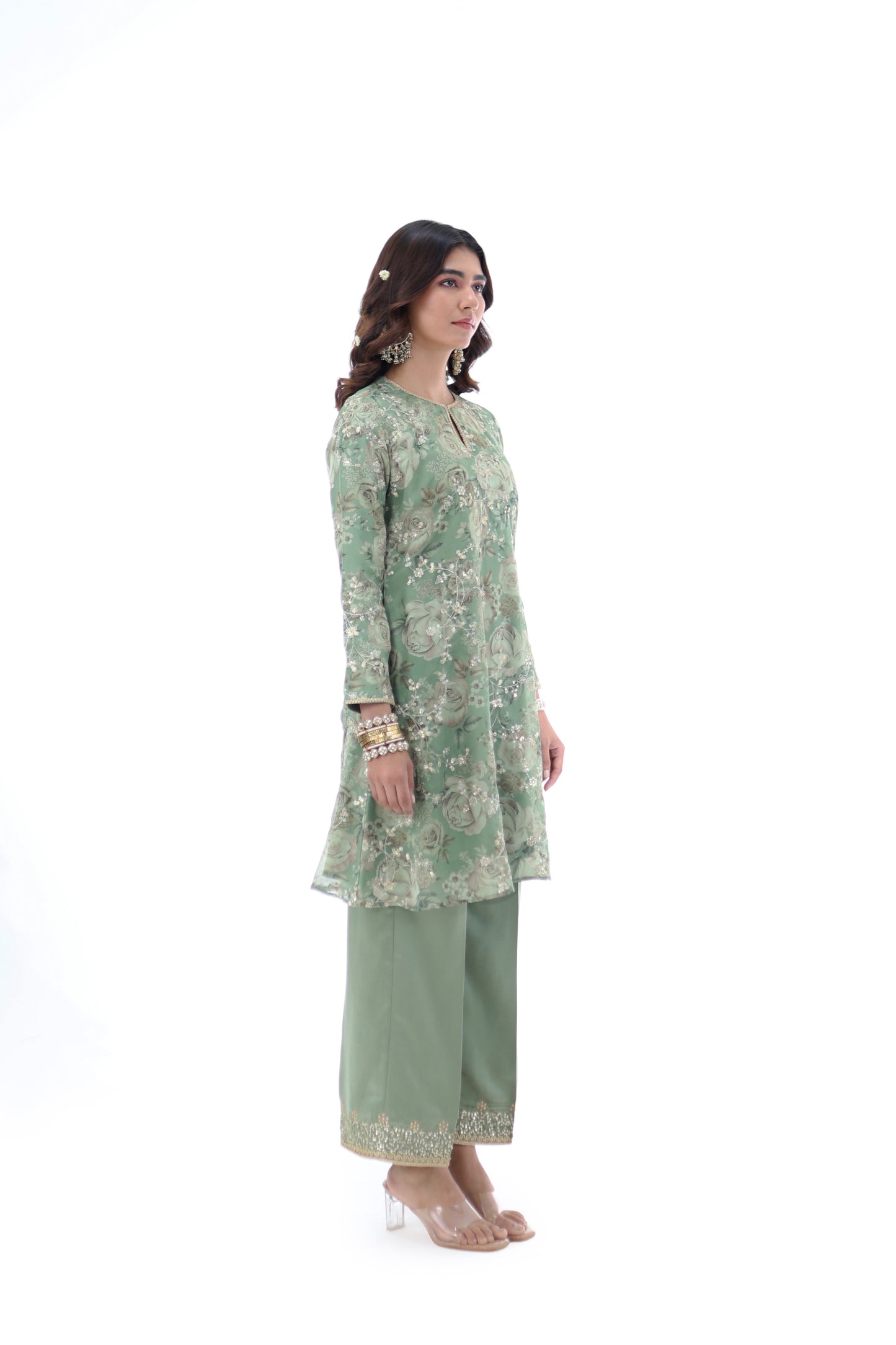 Look 05 | Sage Green Floral Embroidered Kurta Set
