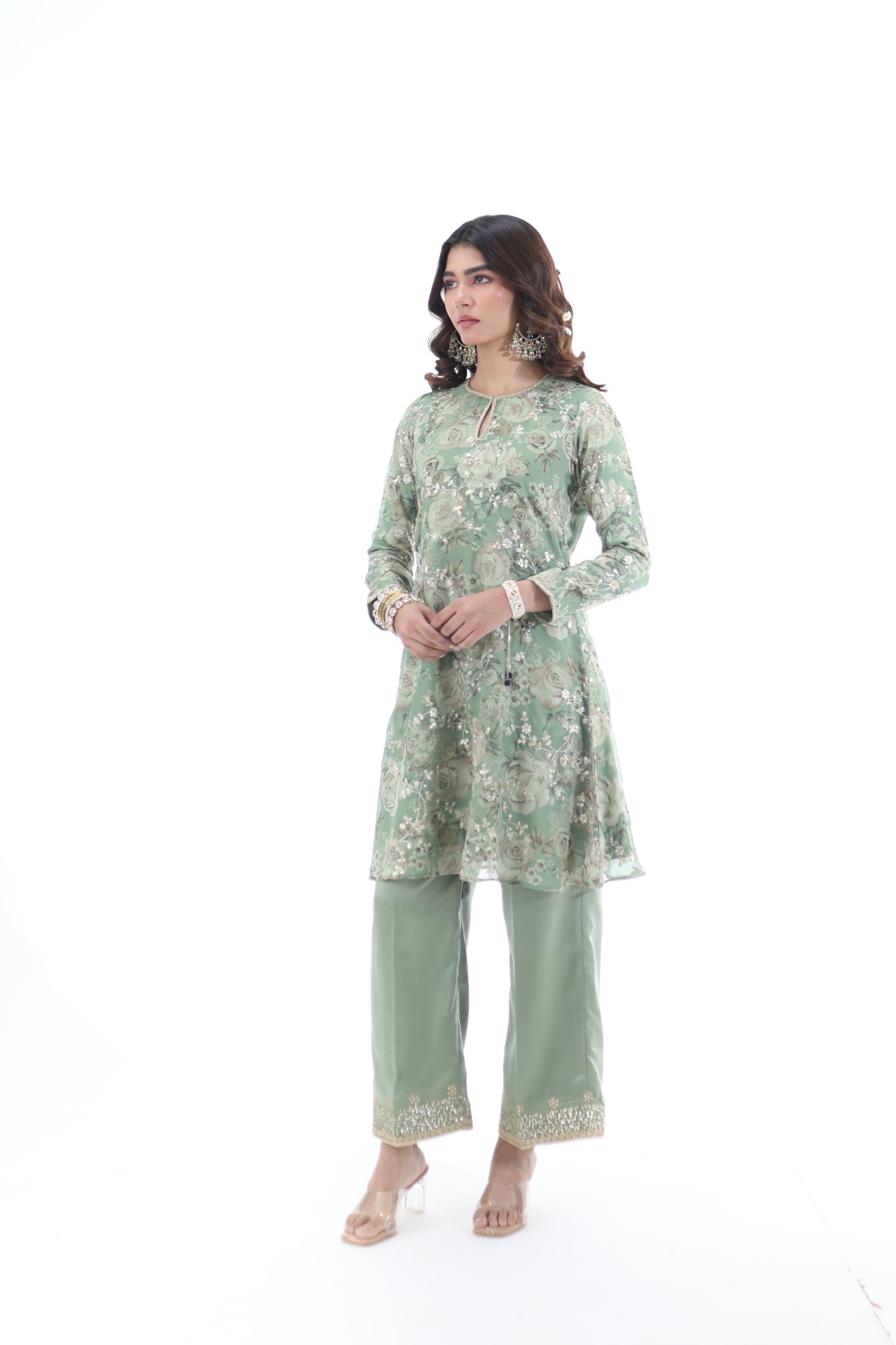 Look 05 | Sage Green Floral Embroidered Kurta Set
