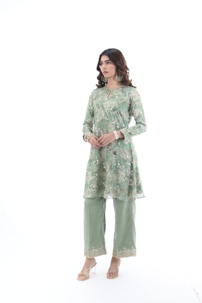 Look 05 | Sage Green Floral Embroidered Kurta Set