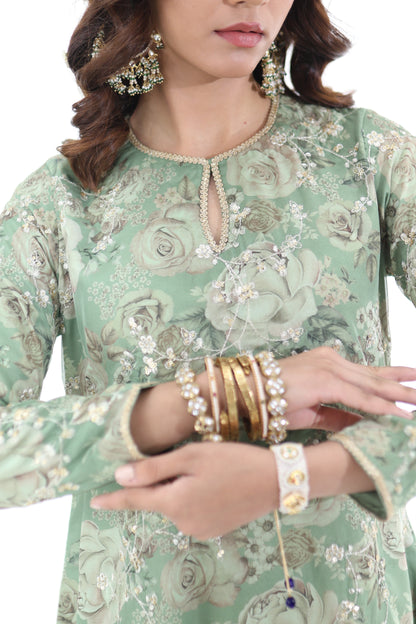 Look 05 | Sage Green Floral Embroidered Kurta Set