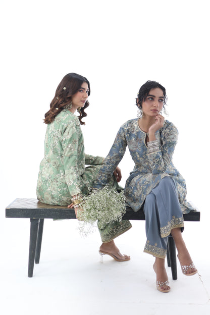 Look 05 | Sage Green Floral Embroidered Kurta Set