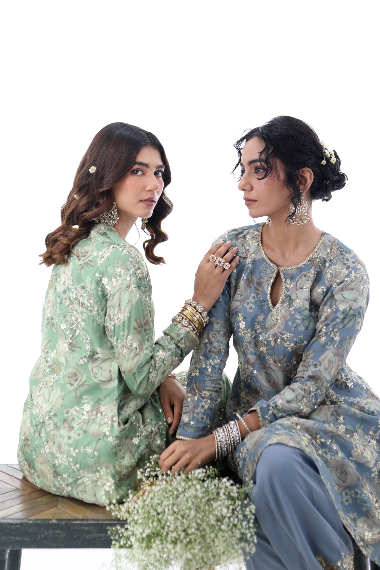 Look 05 | Sage Green Floral Embroidered Kurta Set
