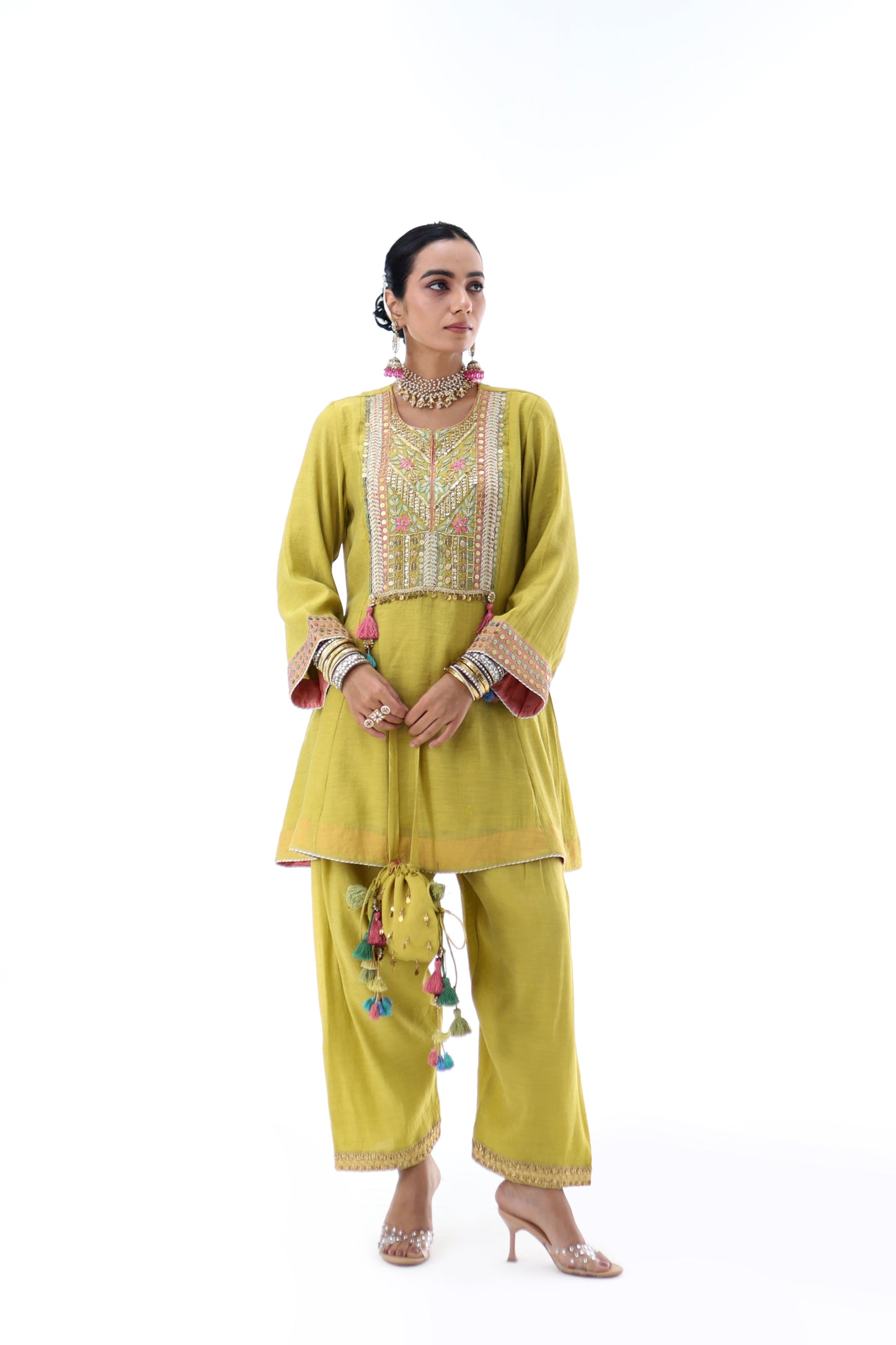 Lime Haze — Hand Embroidered Kurta Set