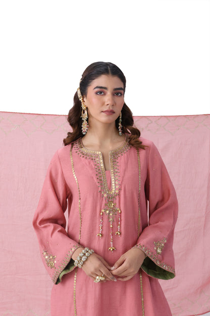 Rose Coin & Sequin Embroidered Kurta Set