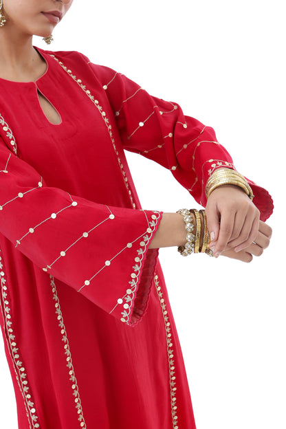Crimson Zari Kurta Set