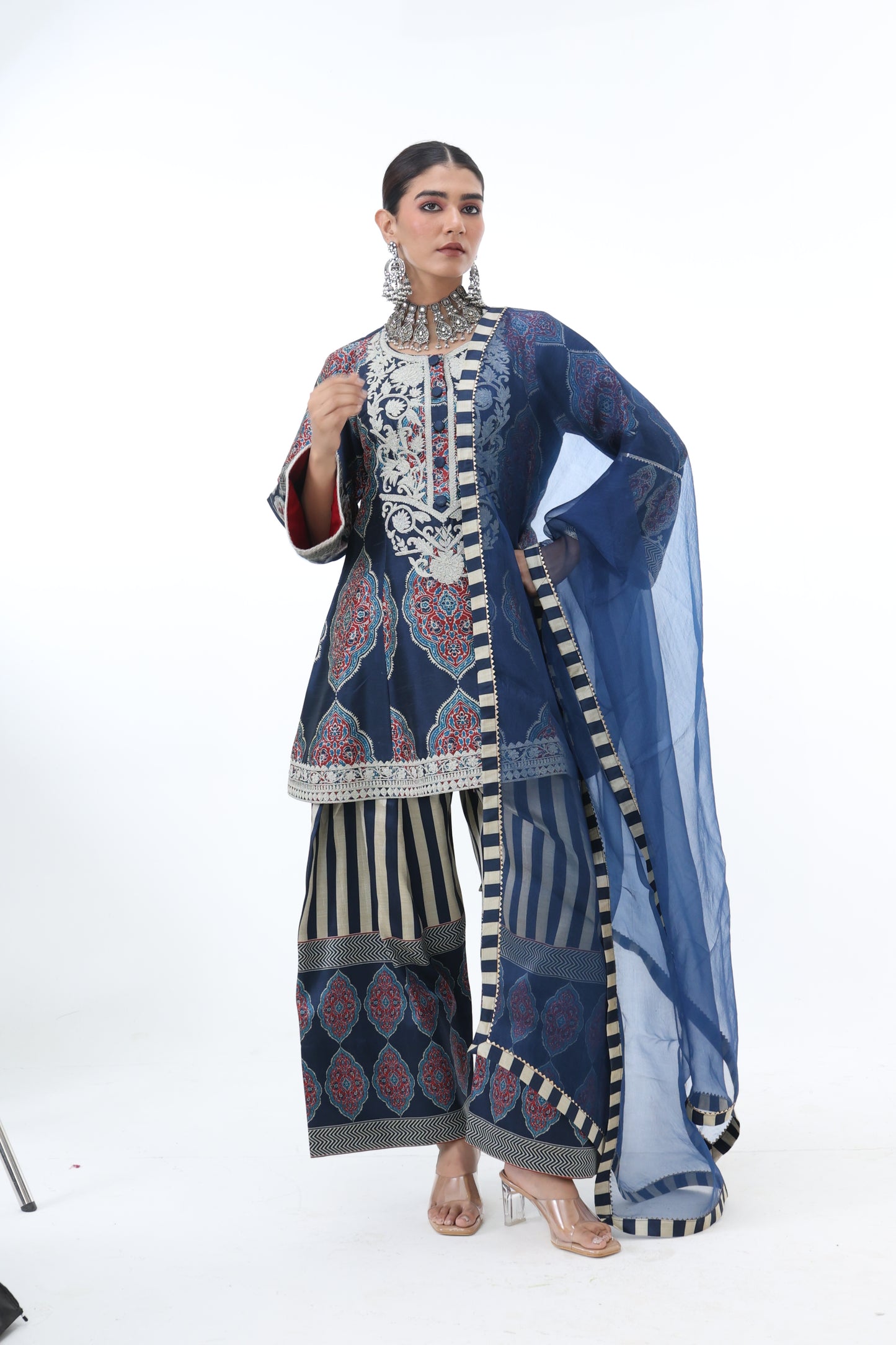 Midnight Blue Embroidered Kurta Set