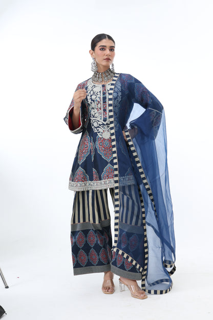 Midnight Blue Embroidered Kurta Set