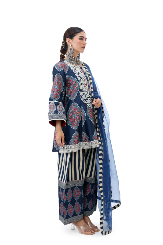 Midnight Blue Embroidered Kurta Set