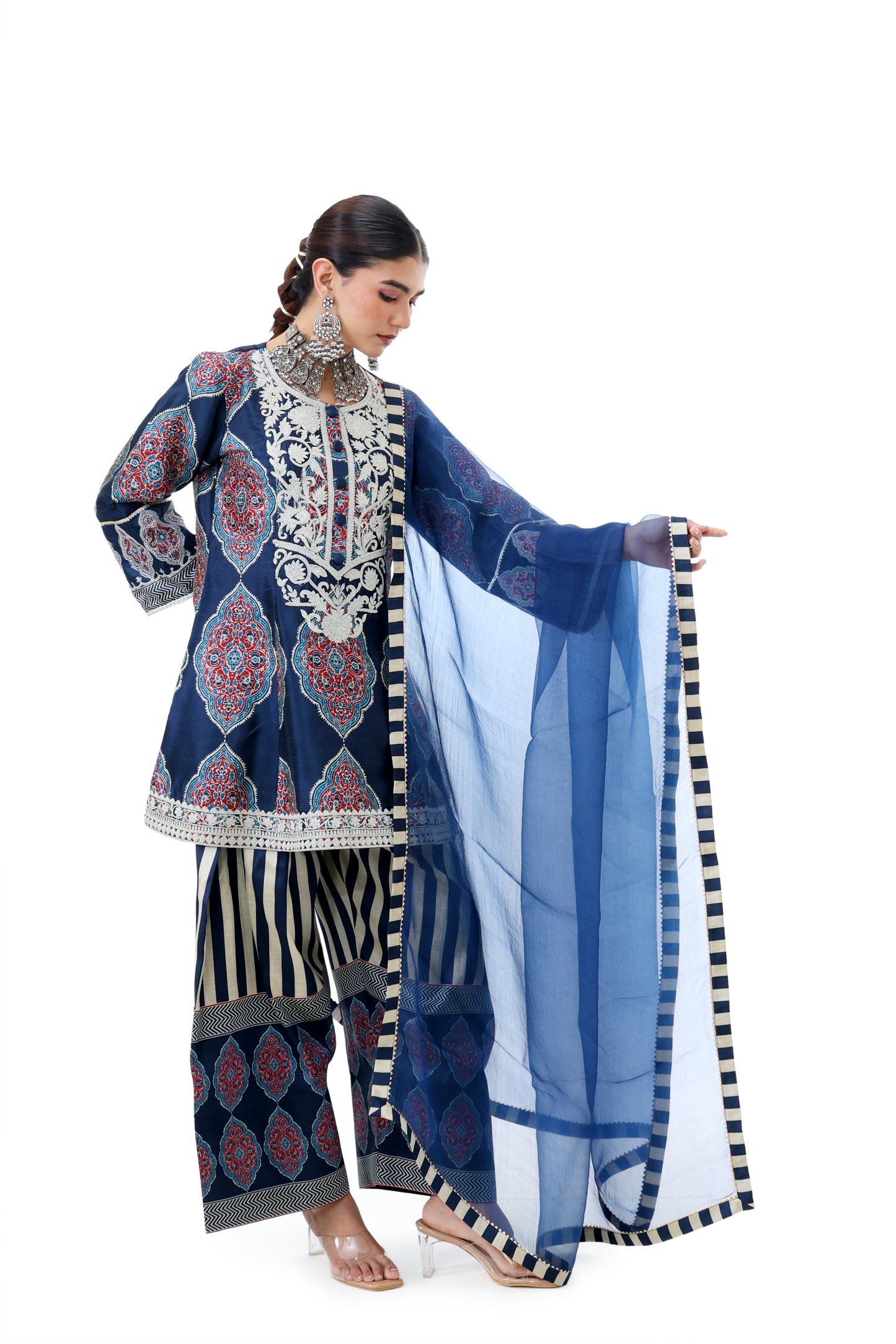 Midnight Blue Embroidered Kurta Set