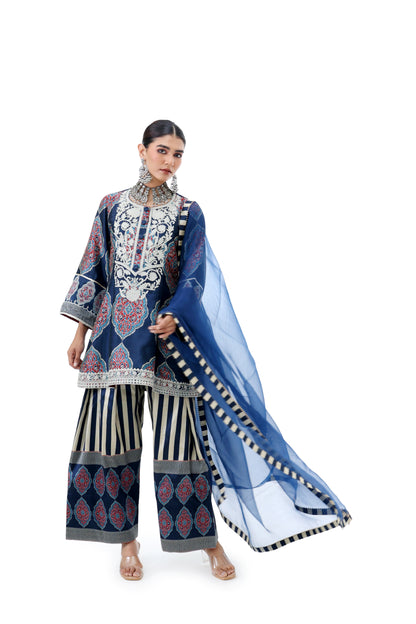 Midnight Blue Embroidered Kurta Set